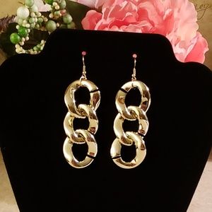 New Triple Chain Link Gold Tone Earrings